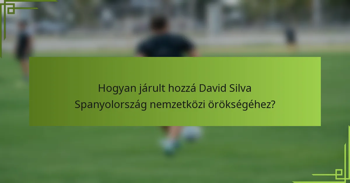 Hogyan járult hozzá David Silva Spanyolország nemzetközi örökségéhez?