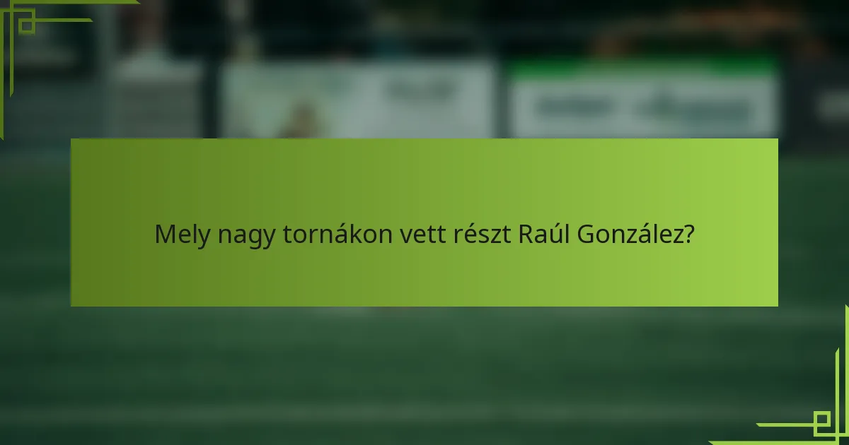 Mely nagy tornákon vett részt Raúl González?
