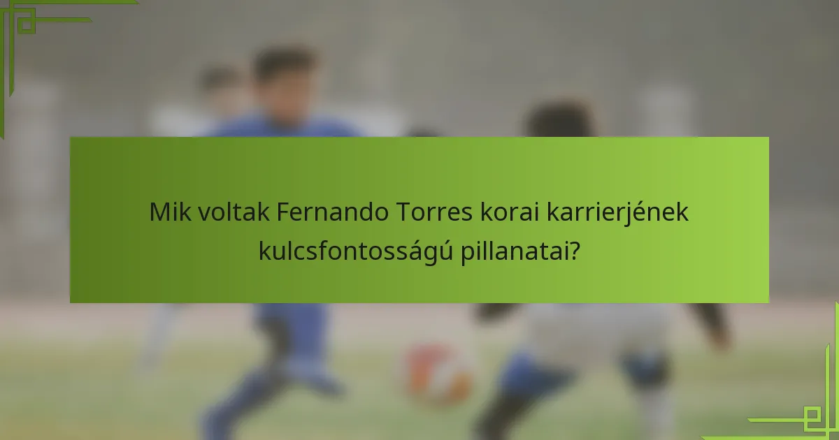 Mik voltak Fernando Torres korai karrierjének kulcsfontosságú pillanatai?