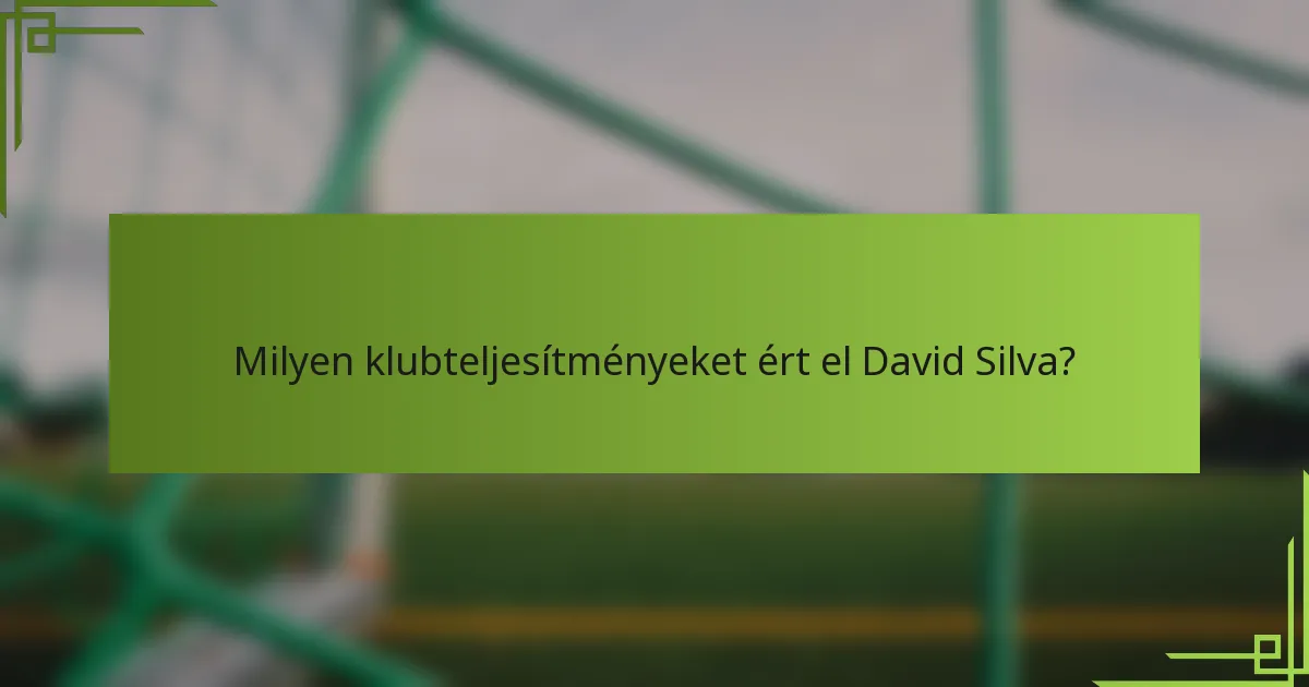 Milyen klubteljesítményeket ért el David Silva?